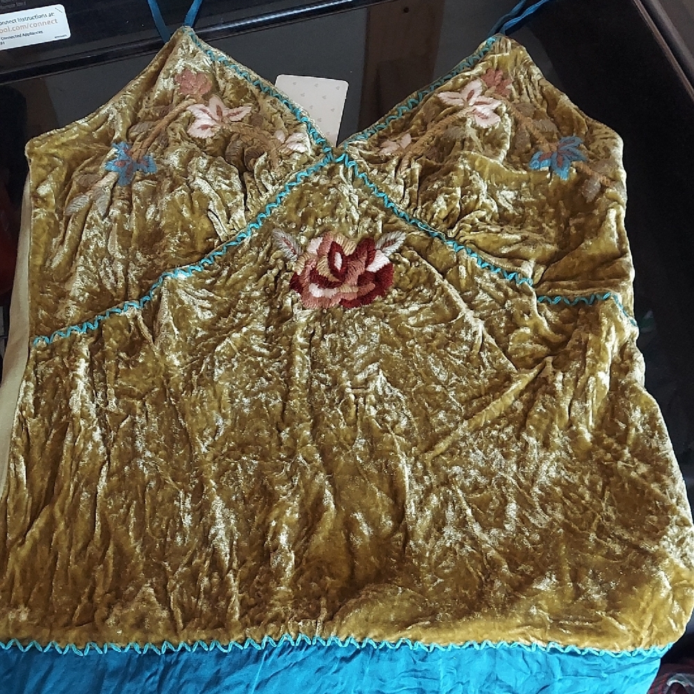 Embroidered Velvet Tank Top